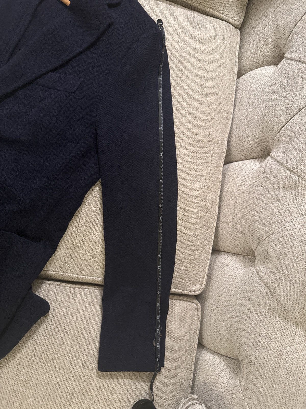 Drake's Drakes Navy Herringbone jacket blazer Size 46R - 12 Thumbnail