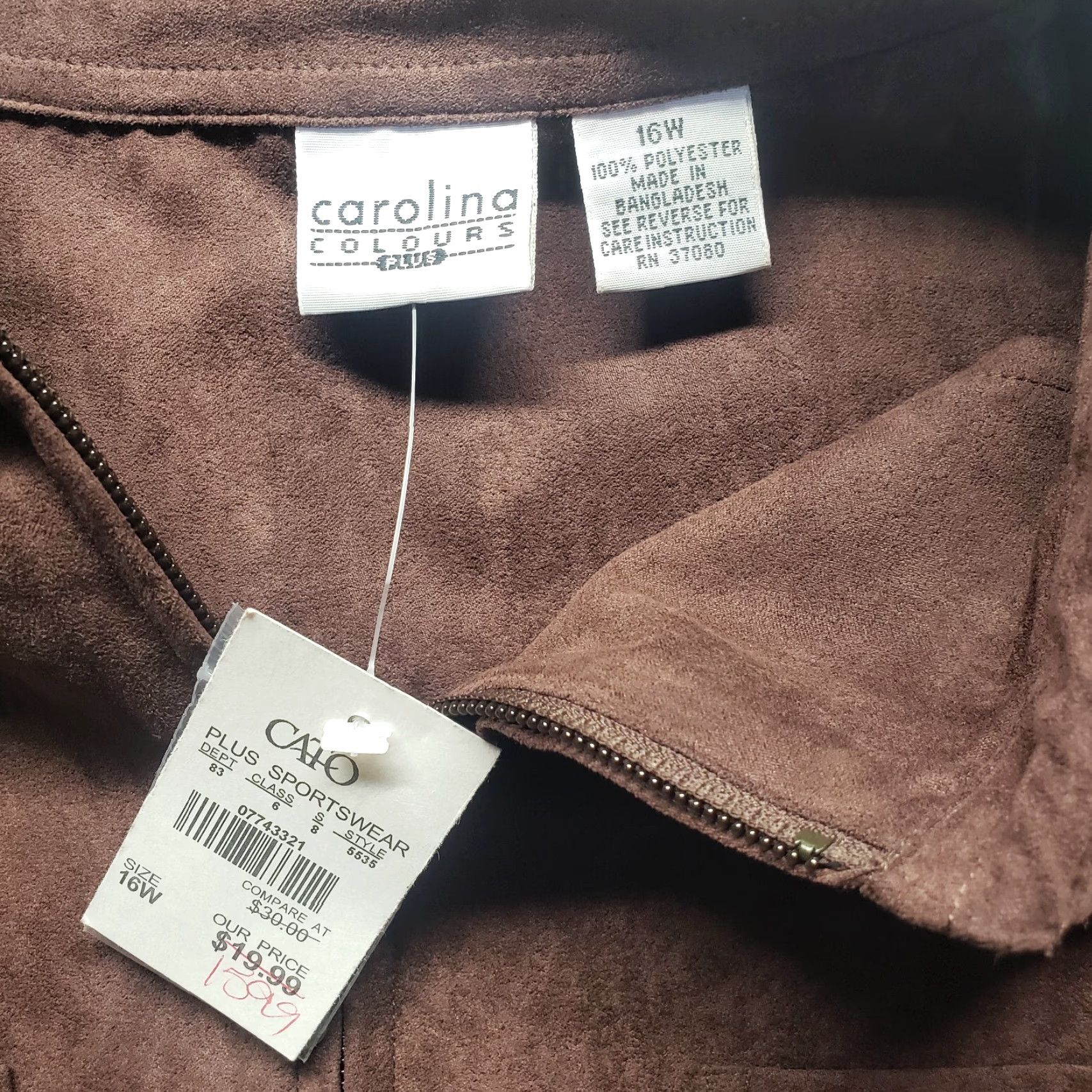 Vintage NEW Carolina Colours Solid Brown Long Sleeve Collar Zip Up Jacket Size 16W NEW Size XXL / US 16-18 / IT 52-54 - 3 Thumbnail