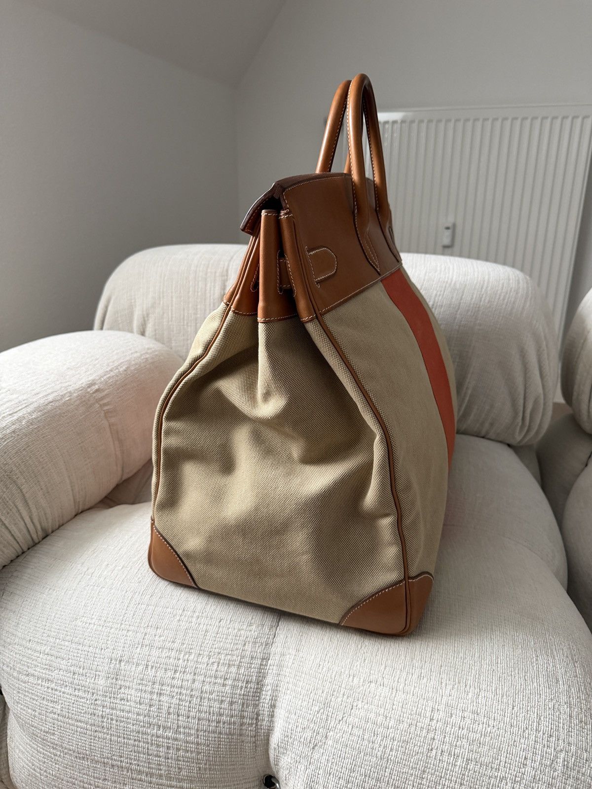 Hermes Birkin HAC 50 Naturel Barenia and Canvas Flag 2014 Size ONE SIZE - 10 Thumbnail