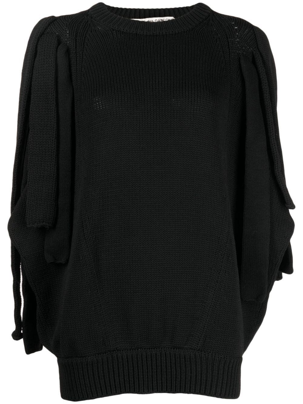Comme des Garcons o1mle0824 Layered Sleeve Chunky Knit Jumper in Black Size M / US 6-8 / IT 42-44 - 1 Thumbnail