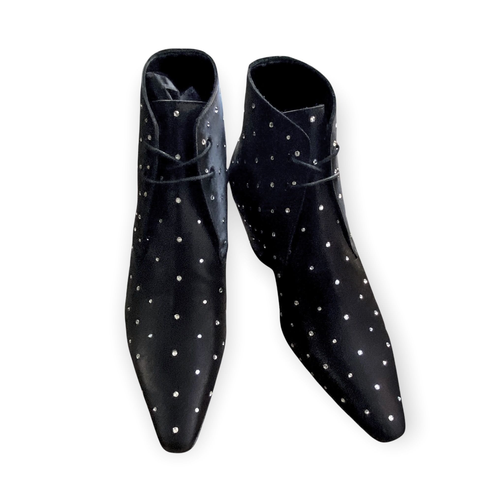 Saint Laurent Paris Saint Laurent A19 Belle Crystal Satin Ankle Boots 36 Size US 6 / IT 36 - 4 Thumbnail