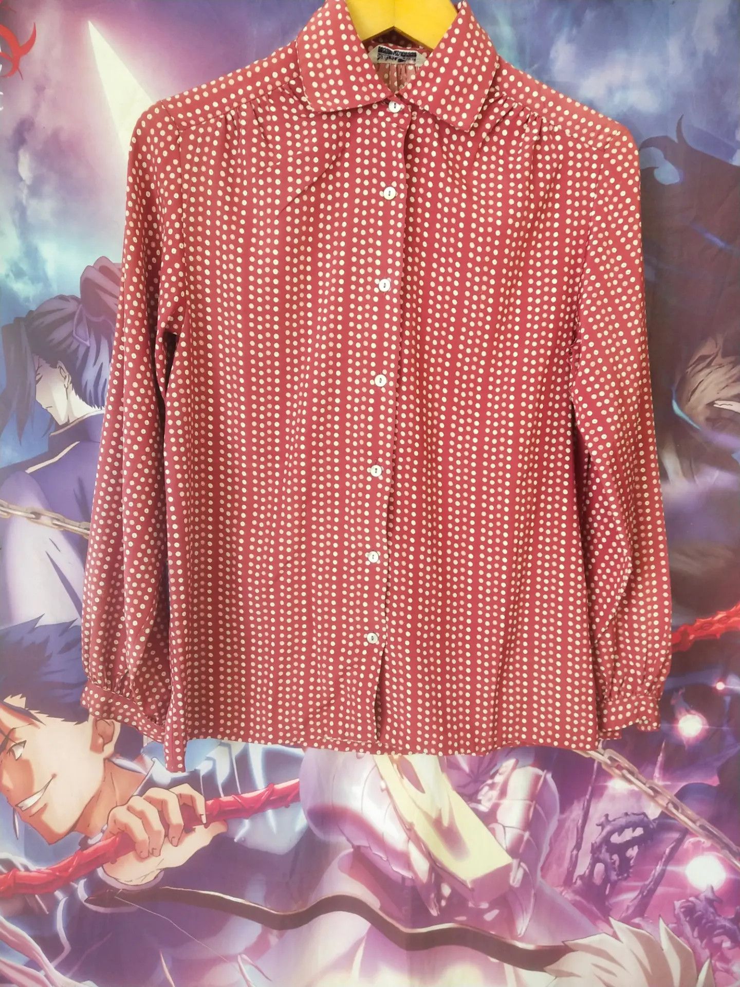 Vintage Saint Clair Paris Red Polkadot Vintage Blouse Size S / US 4 / IT 40 - 1 Thumbnail
