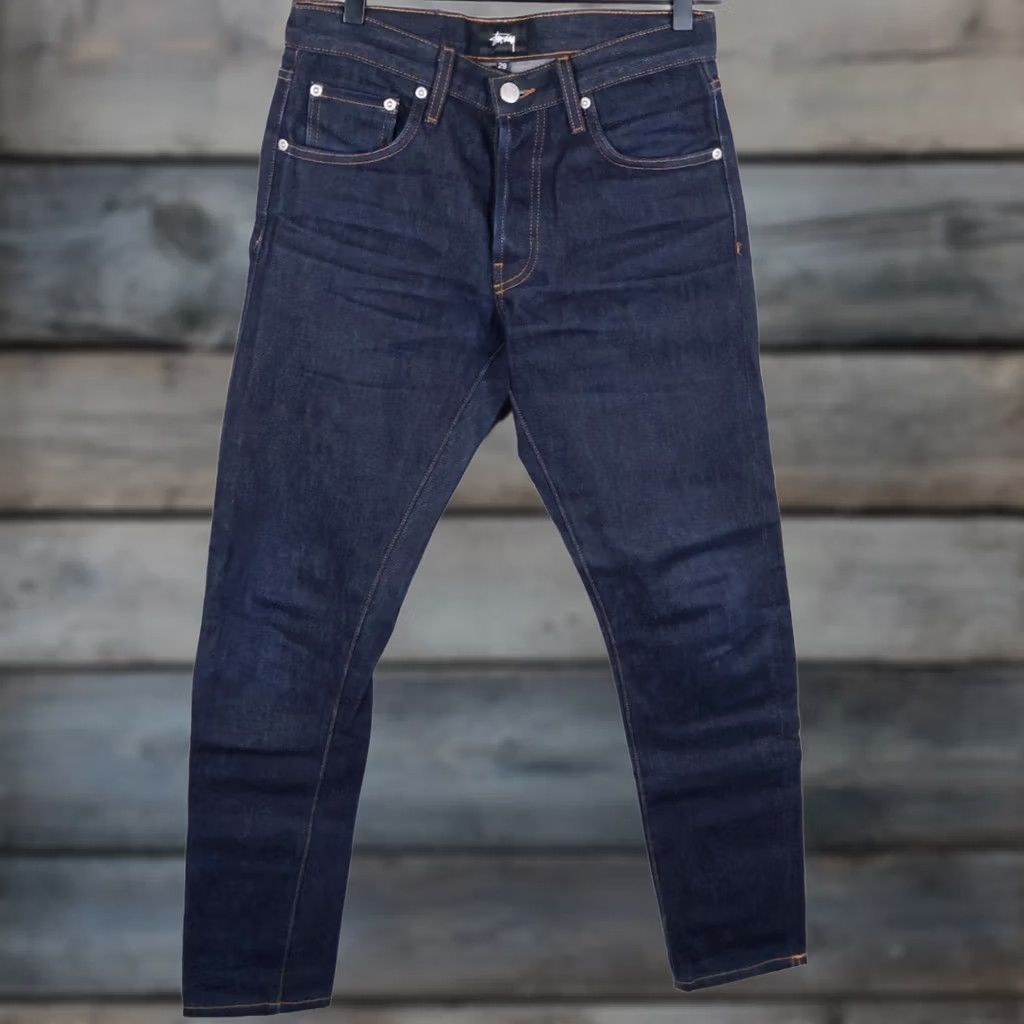 Vintage Stussy Jeans Men's 29 x 29 Dark Blue Skinny Low Rise Button Fly USA Made Size US 30 / EU 46 - 1 Thumbnail