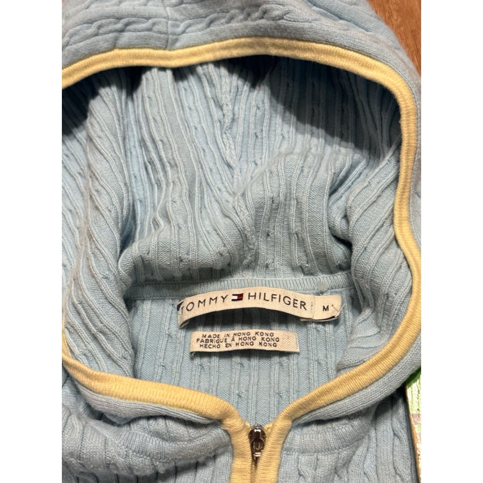Tommy Hilfiger VINTAGE Tommy Hilfiger Womens Jacket Blue Full Zip Cable Knit Lightweight M Women Size M / US 6-8 / IT 42-44 - 3 Thumbnail