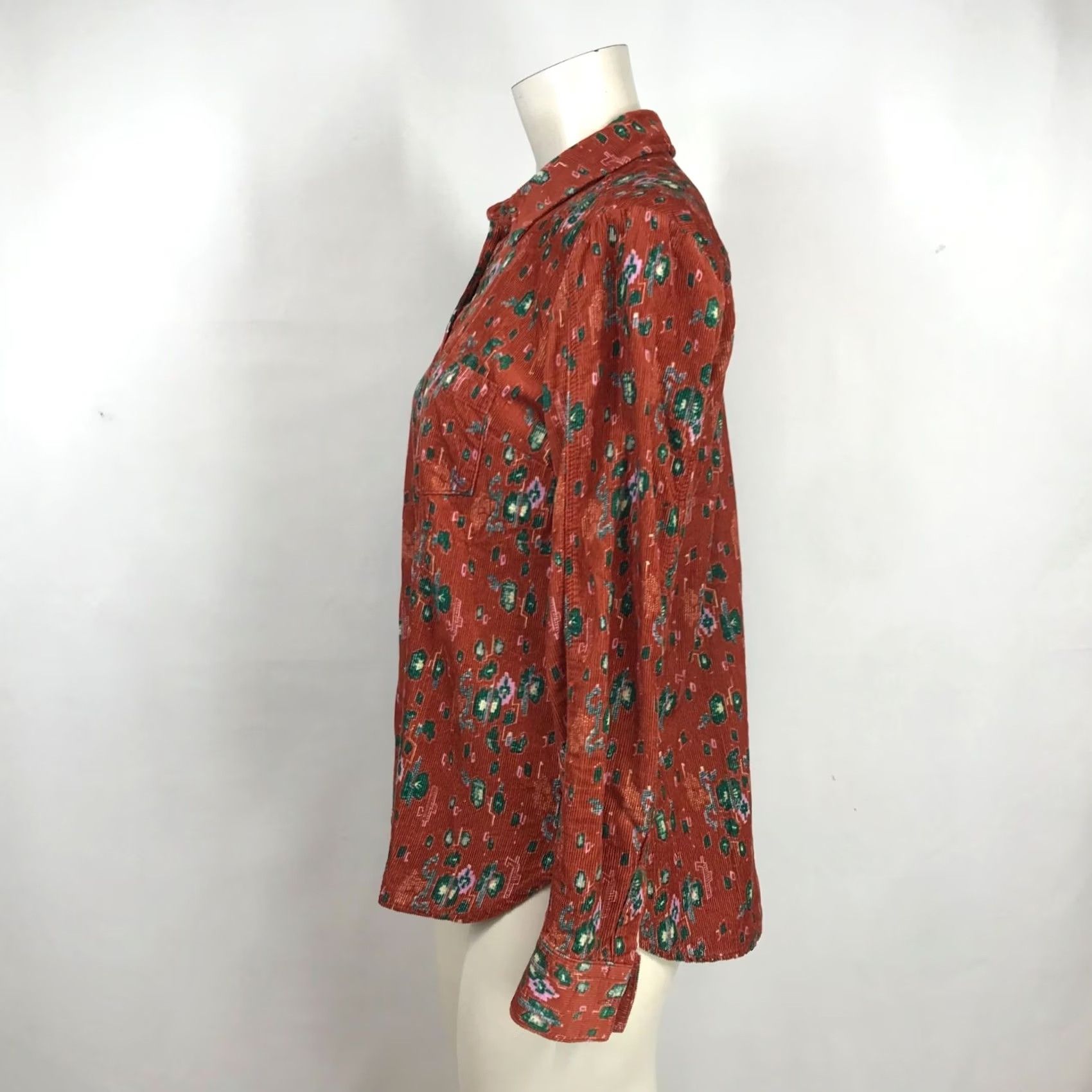 Anthropologie BUILDING BURNT ORANGE CORDUROY BUTTON UP SHIRT Womens 2 Size XS / US 0-2 / IT 36-38 - 6 Thumbnail