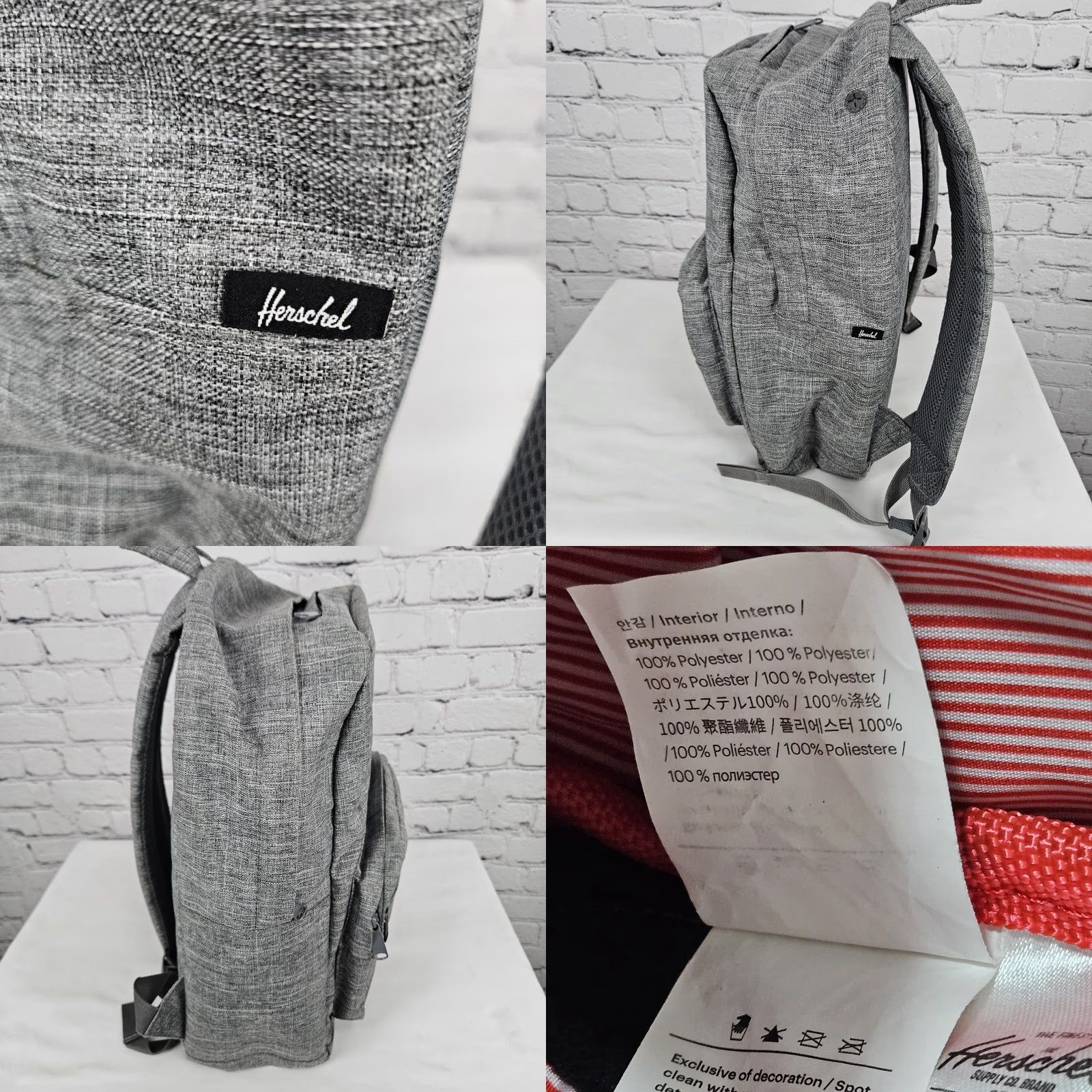 Vintage VINTAGE Herschel Grey Laptop Sleeve Multiple Pockets Organizer School Backpack Bag Size ONE SIZE - 11 Thumbnail