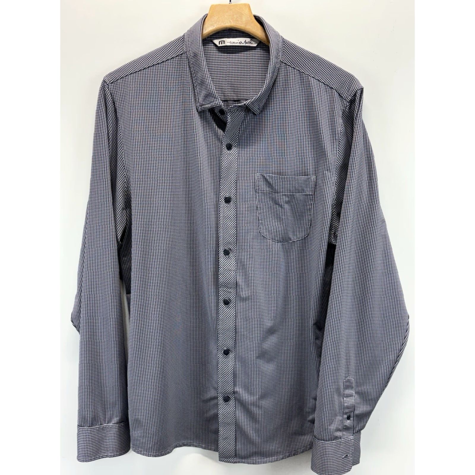 TravisMathew Travis Mathew Button Up Shirt Men XL Blue Mini Check Stretch Point Collar Prep Size US XL / EU 56 / 4 - 2 Thumbnail