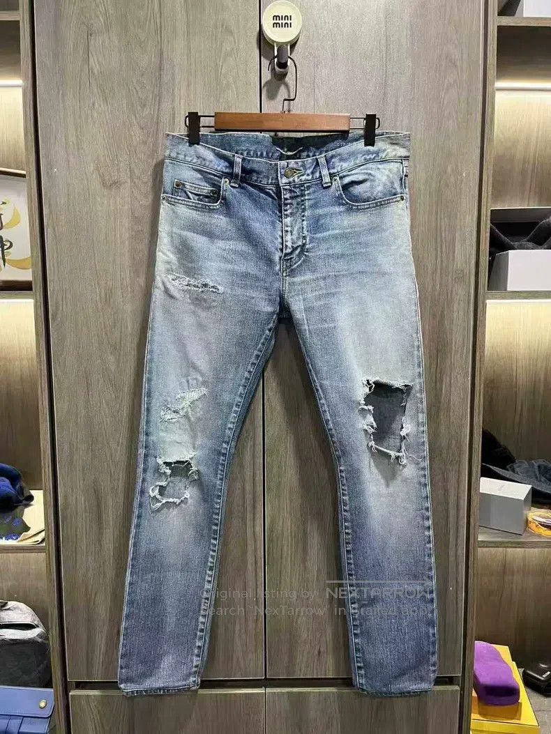 Saint Laurent Paris Saint Laurent Paris Blue destroyed jeans Size US 32 / EU 48 - 1 Thumbnail