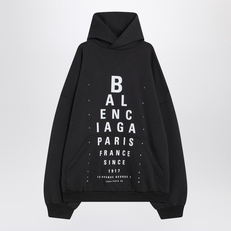 【BALENCIAGA】 Optical Black Oversized Hoodie BALENCIAGA Optical black washed oversized hoodie