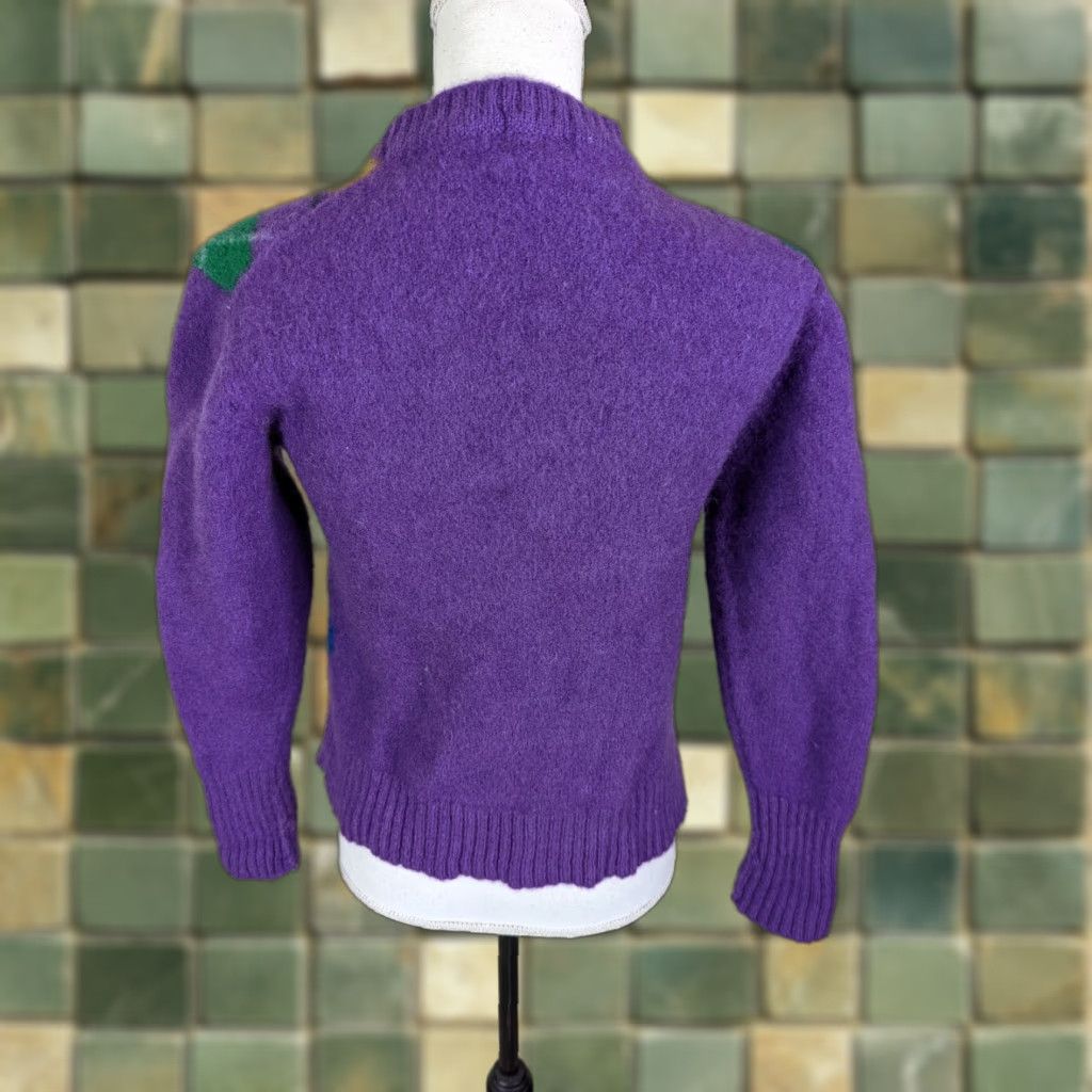 Vintage VINTAGE Derby Sweater Wool Purple Argyle Crewneck Jumper Women's Small S8C Pullover 80s USA Shirt? Size S / US 4 / IT 40 - 1 Thumbnail