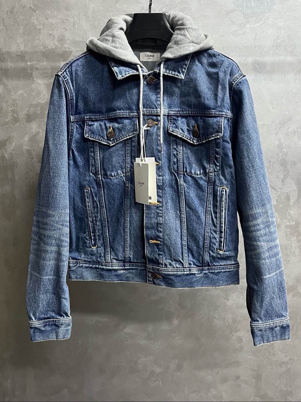 Celine CELINE Logo Hoodie Denim Jacket Size S Size US S / EU 44-46 / 1 - 1 Thumbnail