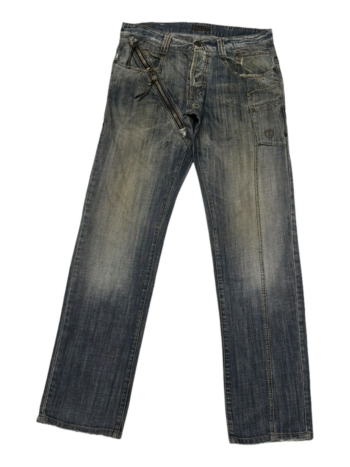 Beauty Beast ❤️‍🔥DISTRESSED DENIM MULTI ZIPPER ABSOLUTE JOY DENIM JEANS Size US 34 / EU 50 - 1 Thumbnail