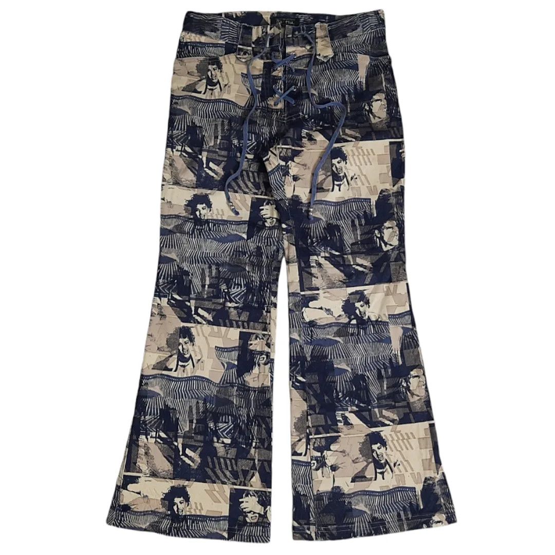 Hysteric Glamour × Le Grande Bleu (L.G.B.) × Tornado Mart Ba Tsu Over Print Flare Pants Size US 29 - 1 Thumbnail