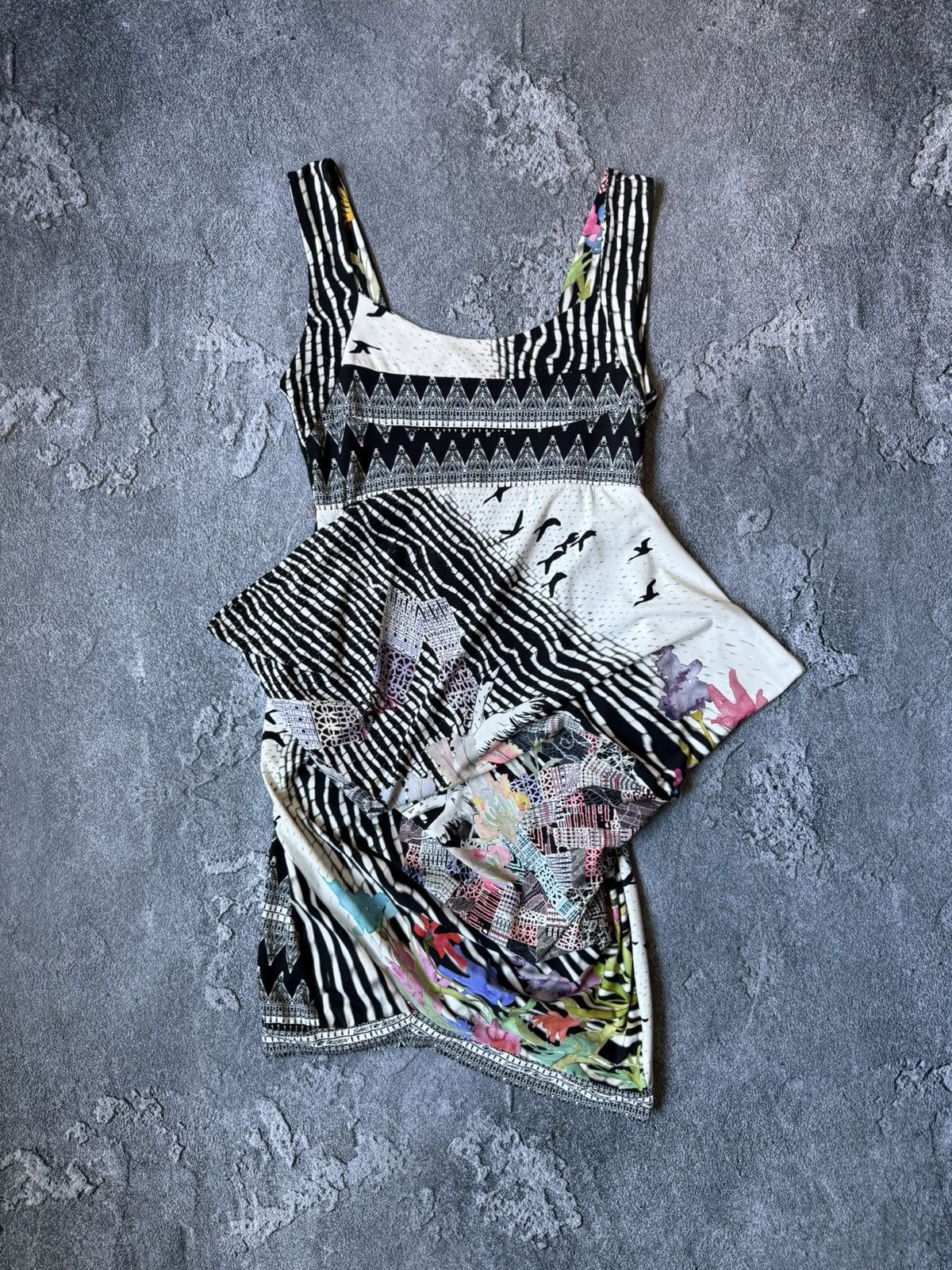 Jean Paul Gaultier Save The Queen Asymmetrical Printed Colorful Abstract Dress Size L / US 10 / IT 46 - 1 Thumbnail