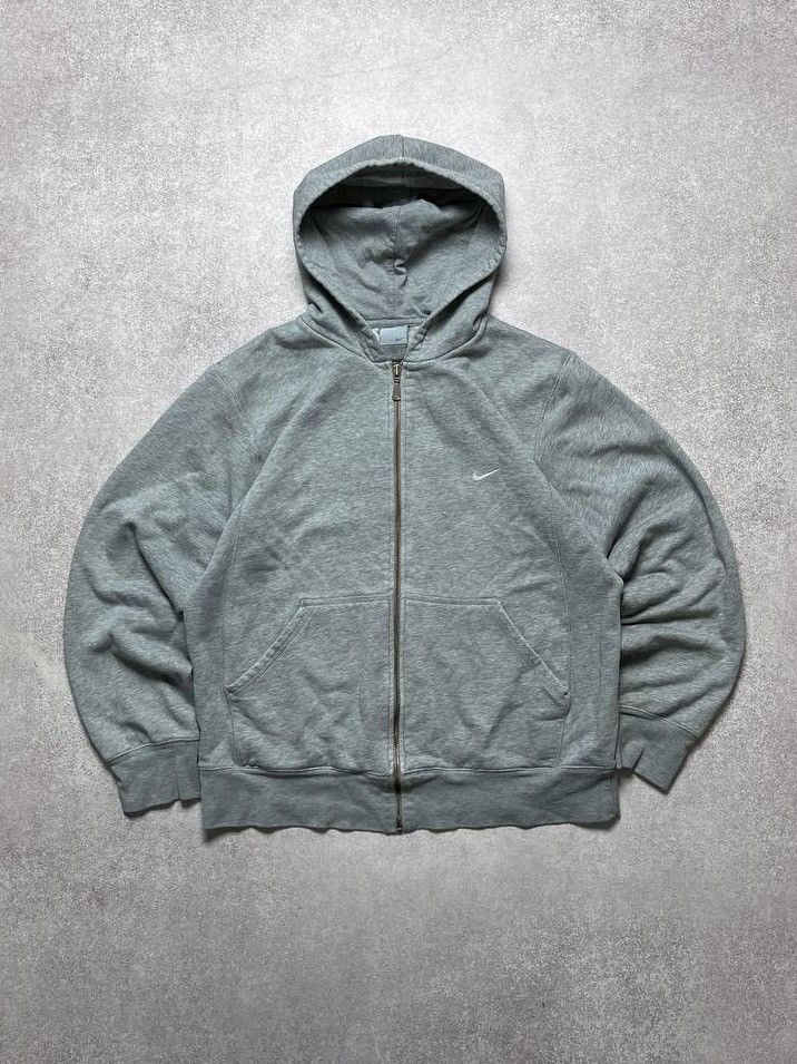 Vintage Nike Swoosh Boxy Zip Hoodie Y2K M