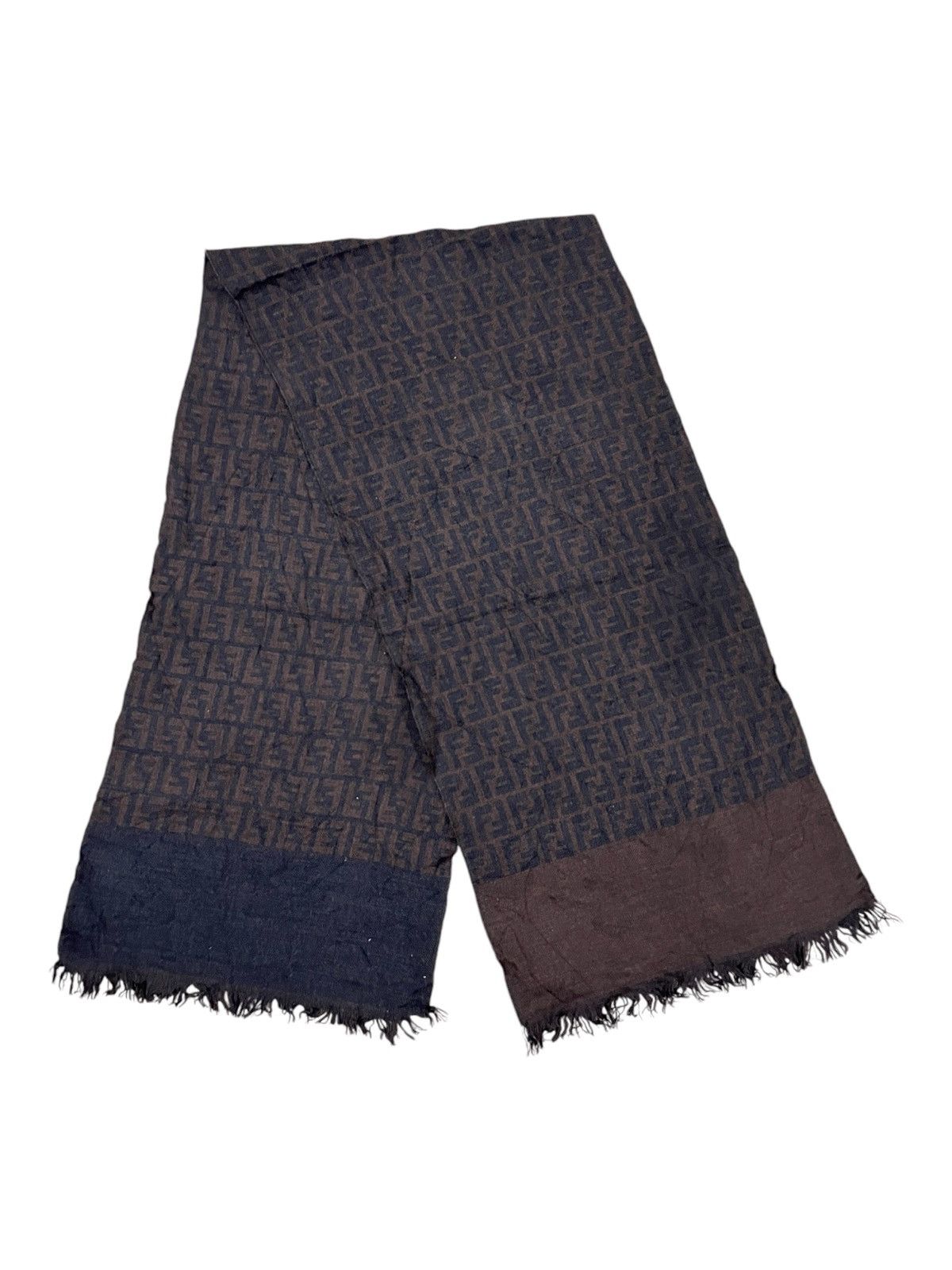 Fendi × Vintage Vintage Fendi Zucca FF Jacquard Monogram Wool Scarf Muffler Size ONE SIZE - 5 Thumbnail