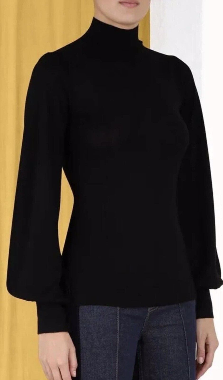 Zimmermann ZIMMERMANN Black Merino Wool Blouson Sweater Size 0 US4 Size S / US 4 / IT 40 - 1 Thumbnail