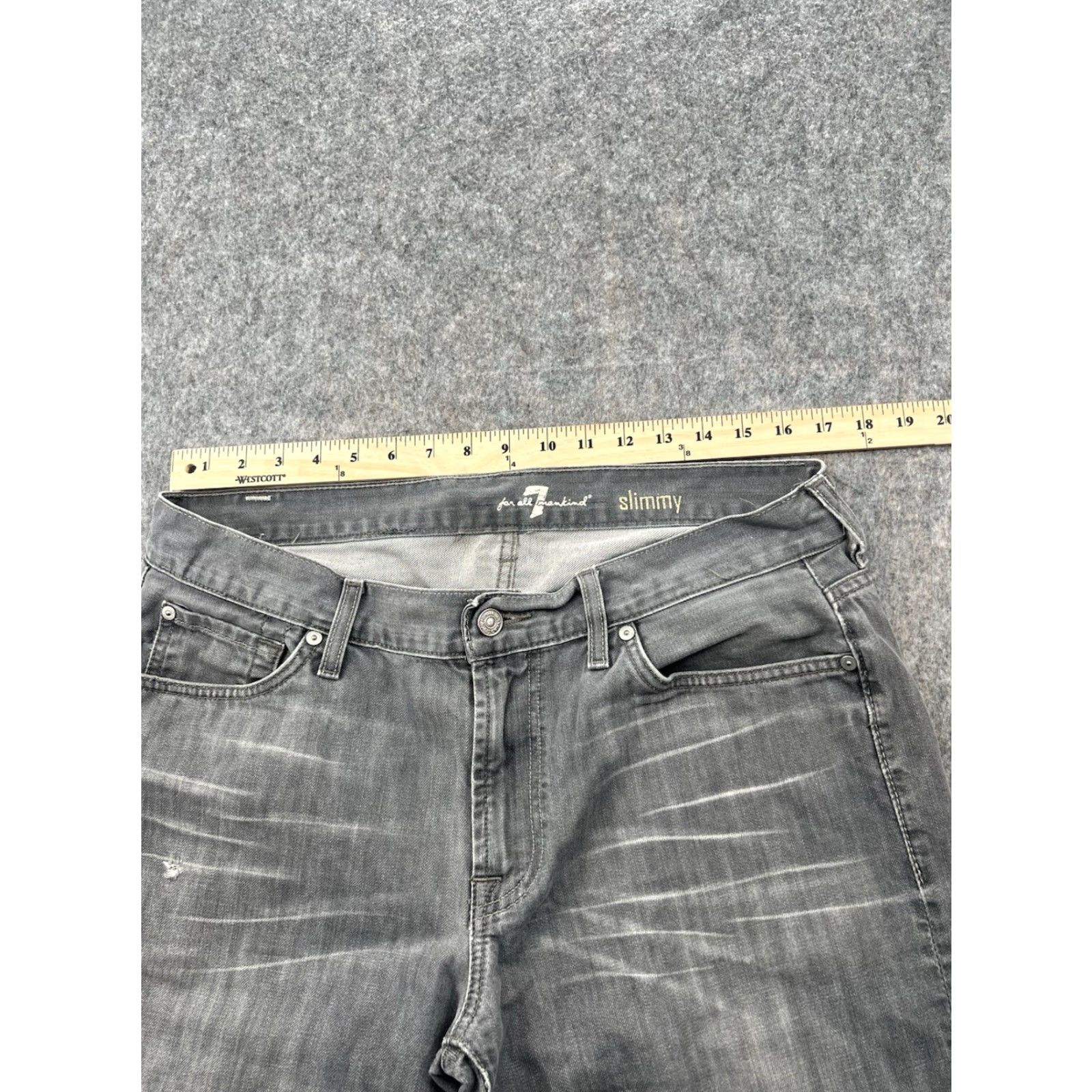 7 For All Mankind 7 For All Mankind Womens Gray Slimmy Straight Jeans | Size 36 | 5-Pocket Denim | Regular Fit Size 25" / US 0 / IT 36 - 2 Thumbnail