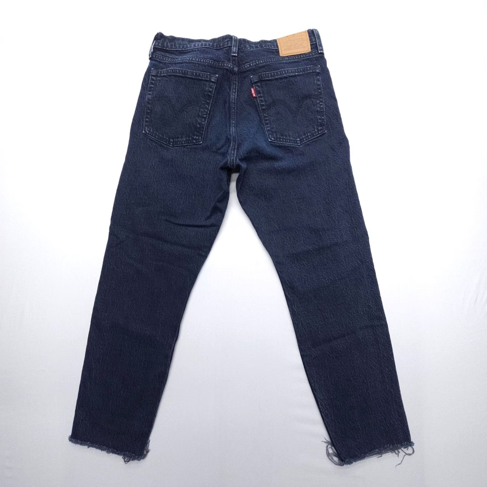 Levi's Levi's Premium Wedgie Jeans Womens 27 Button Fly High Rise Dark Wash Raw Hem Jeans Womens 27 Blue Levi's Wedgie Fit 5-Pocket Distressed Size 27" / US 4 / IT 40 - 2 Thumbnail