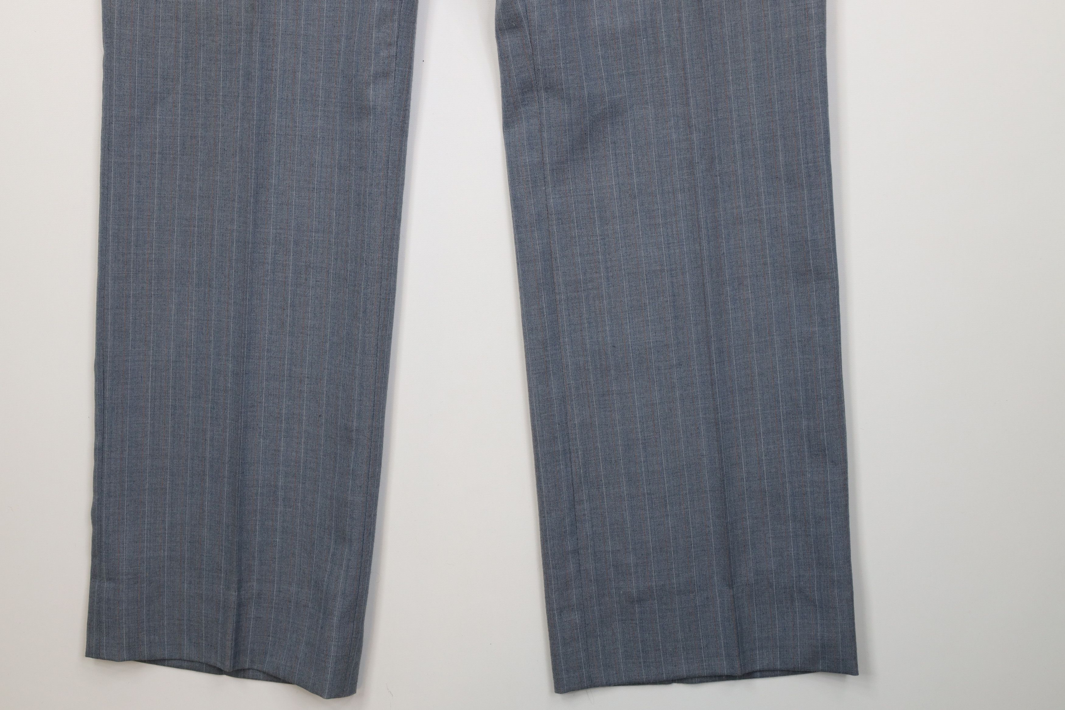 Vintage Vintage 70s 2 Piece Wool Suit Wedding Blue Striped Size 44L - 15 Thumbnail