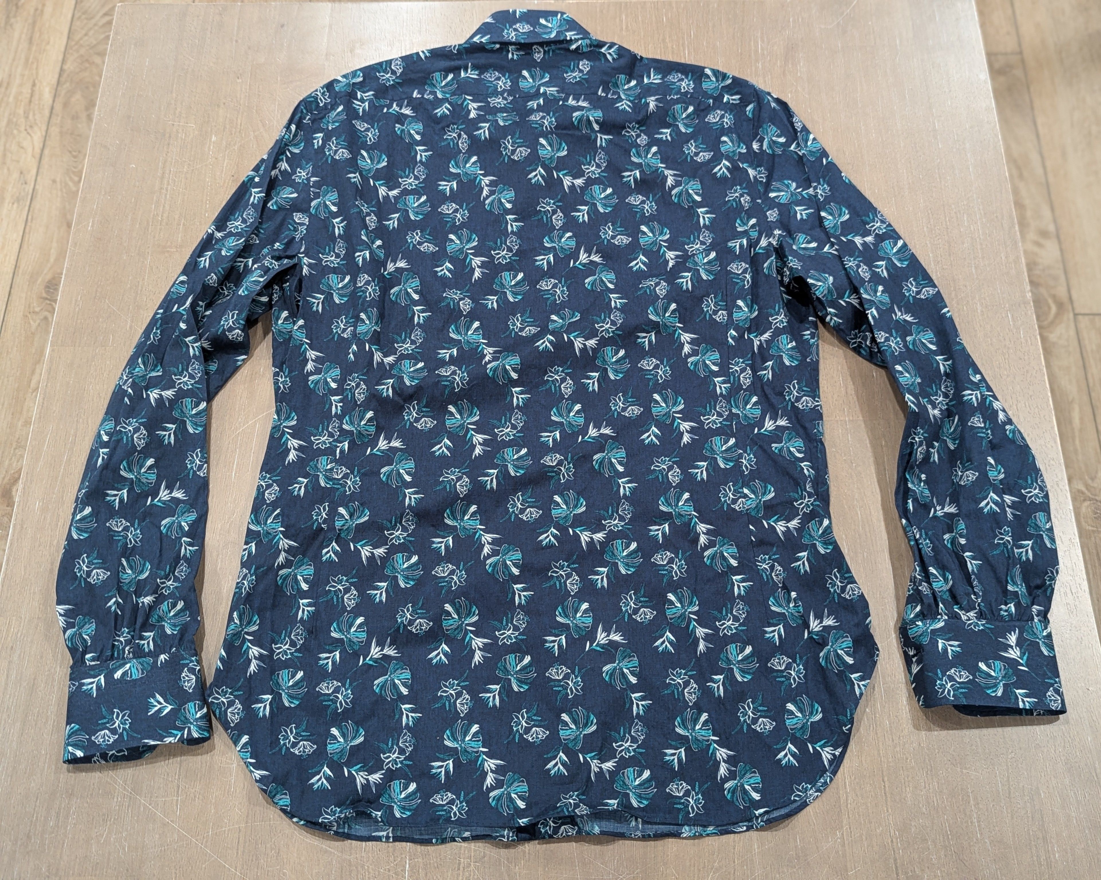 Kiton KITON Floral Cotton LS Button Up Shirt Blue 41 US 16 Size US L / EU 52-54 / 3 - 3 Thumbnail