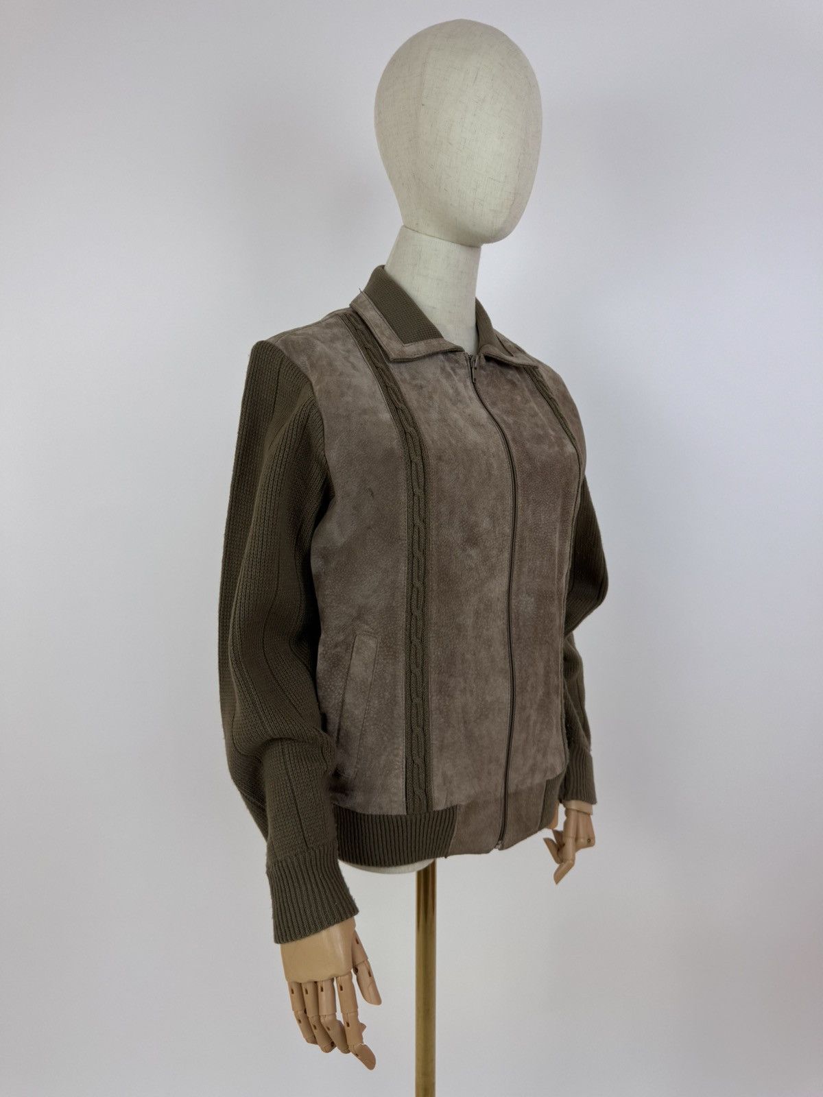 Vintage C&A Vintage Leather Cardigan Knit Retro Jacket Size 12 Size M / US 6-8 / IT 42-44 - 3 Thumbnail
