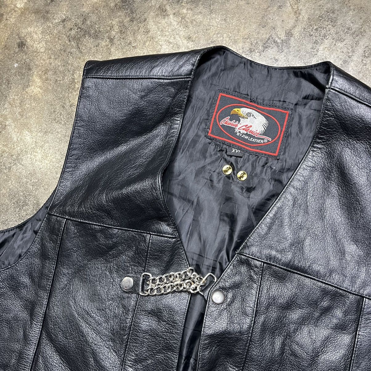 Vintage vintage black leather biker skull chain vest Size US XXL / EU 58 / 5 - 13 Thumbnail