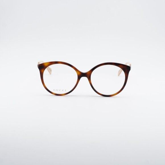Gucci Gucci GG1009O 001 Eyeglasses Havana/Gold 52mm Round Frame Size ONE SIZE - 4 Thumbnail