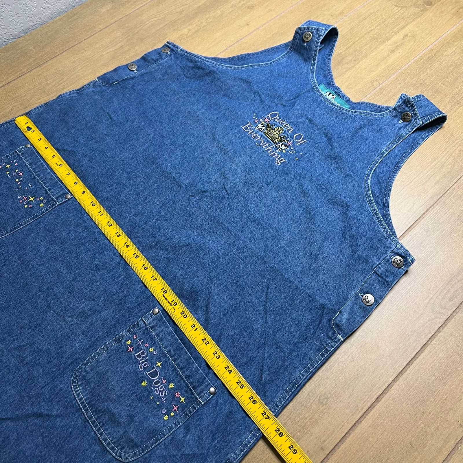 Big Dogs Vintage Big Dog Denim Embroidered Overall Dress Women 18/20 Size XXL / US 16-18 / IT 52-54 - 8 Thumbnail