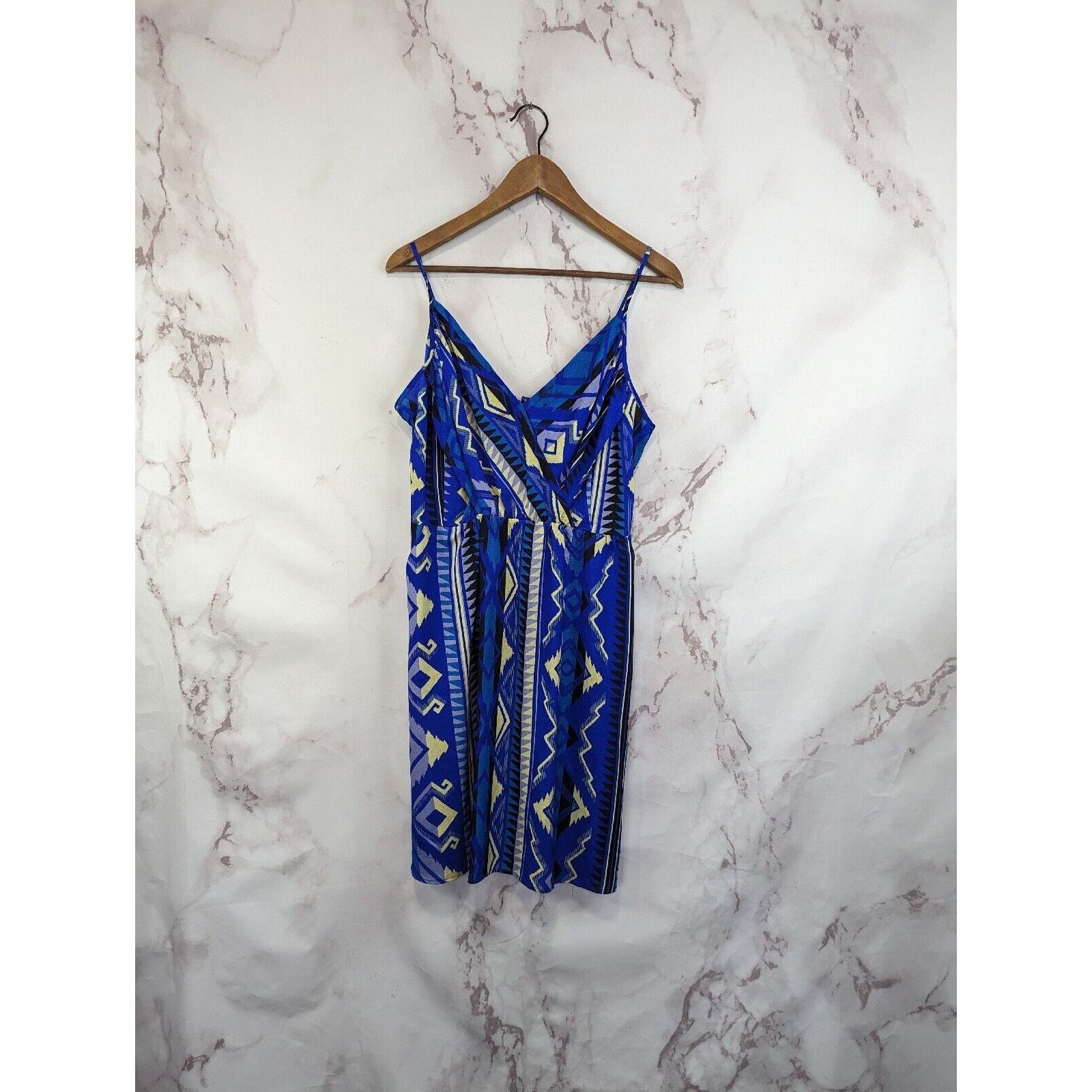 Anthropologie Yumi Kim Dress Women Large Aztec Southwestern Blue Spaghetti Size L / US 10 / IT 46 - 1 Thumbnail