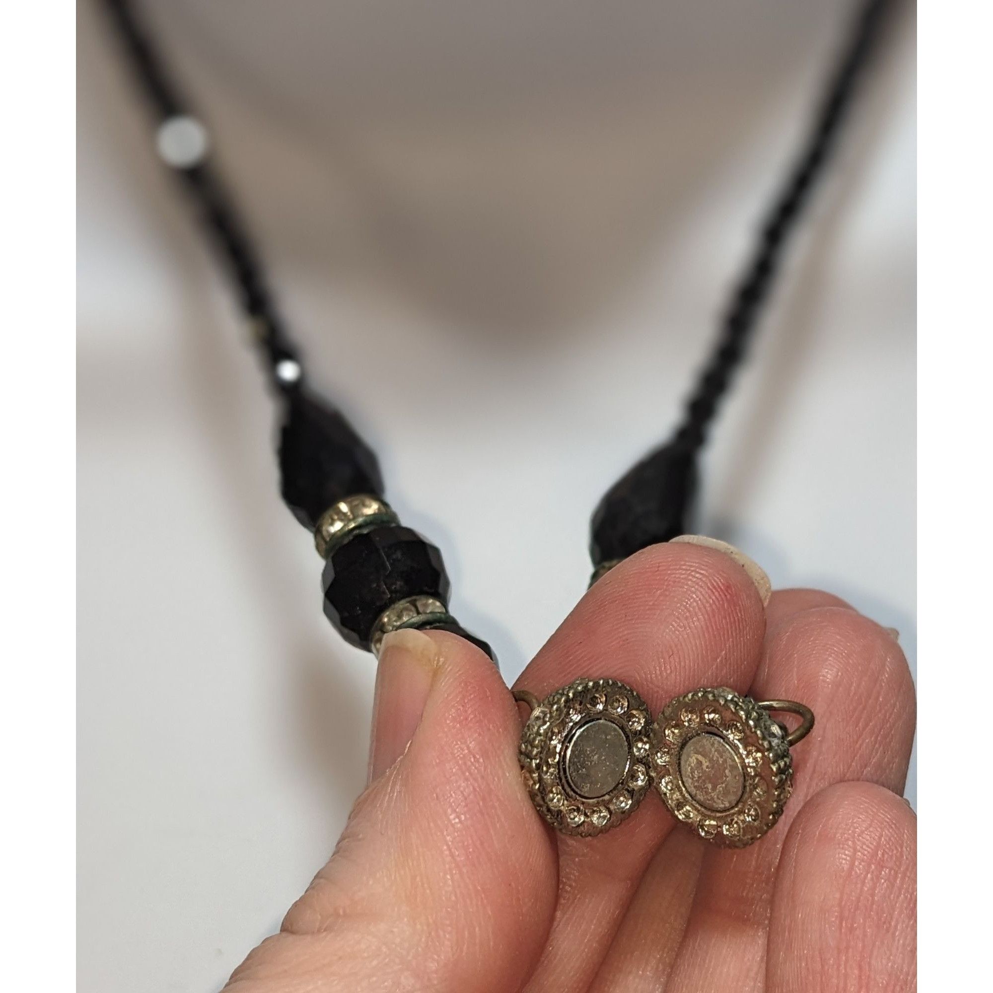 Other Vintage Glam Goth Black Beaded Necklace With Rhinestone Acce Size ONE SIZE - 2 Thumbnail