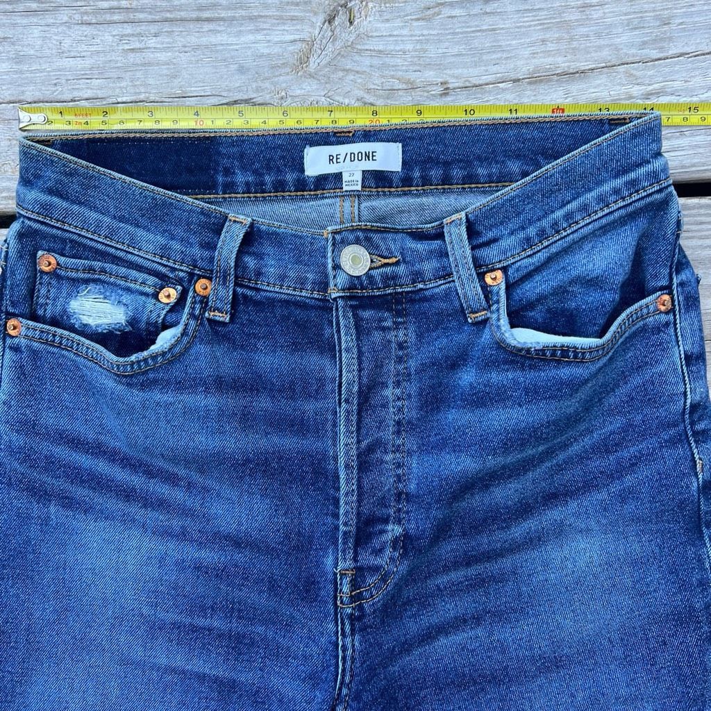 RE/DONE RE/DONE High-Rise 70S Stove Pipe Ankle Jeans Button Fly Worn True Indigo, 27 Size 27" / US 4 / IT 40 - 5 Thumbnail