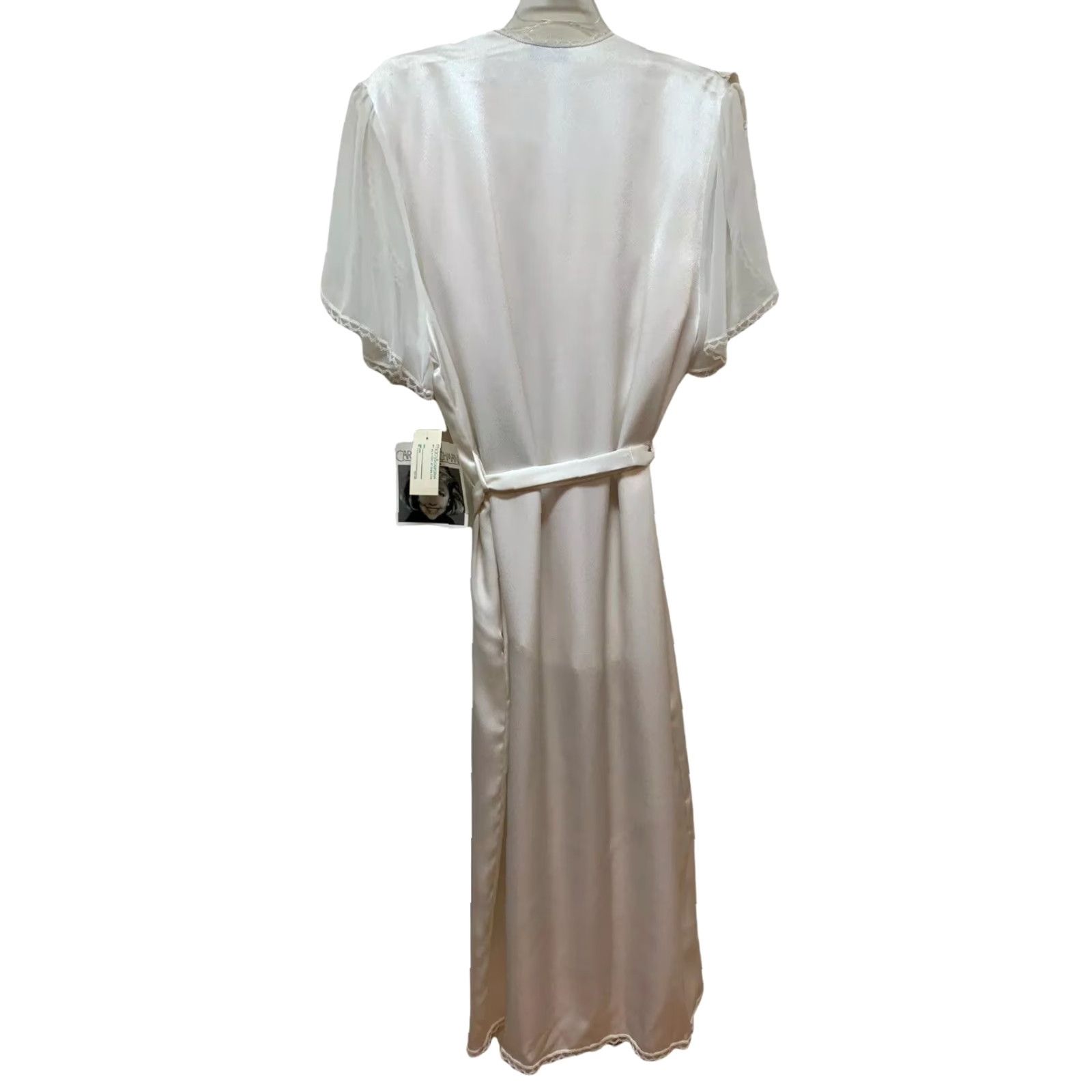 Vintage VINTAGE Carole Hochman Peignoir Set Camisole & Robe Silk Satin Retro Glam NEW NOS Union Made White M Womens Size ONE SIZE - 3 Thumbnail