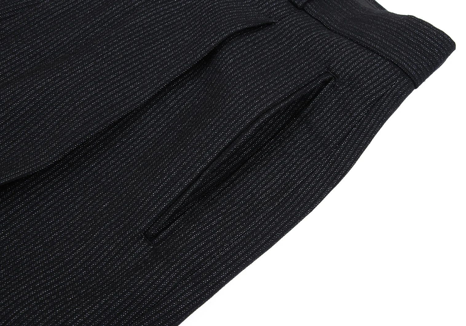 Jean Paul Gaultier Wool-Blend Pinstripe Tuck Pants in Black, Size 48 Size US 32 / EU 48 - 3 Thumbnail