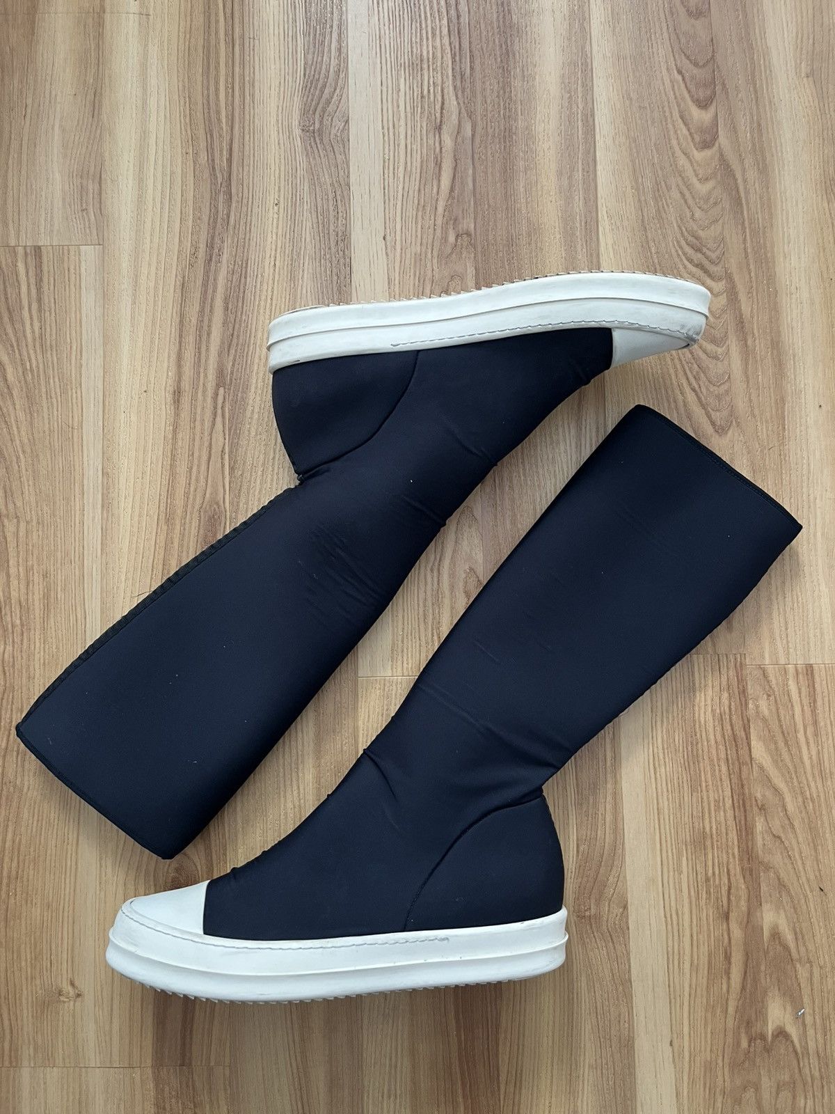 Rick Owens Drkshdw Rick Owens Sock Ramone Neoprene Scuba High Black Size US 11 / EU 44 - 2 Thumbnail