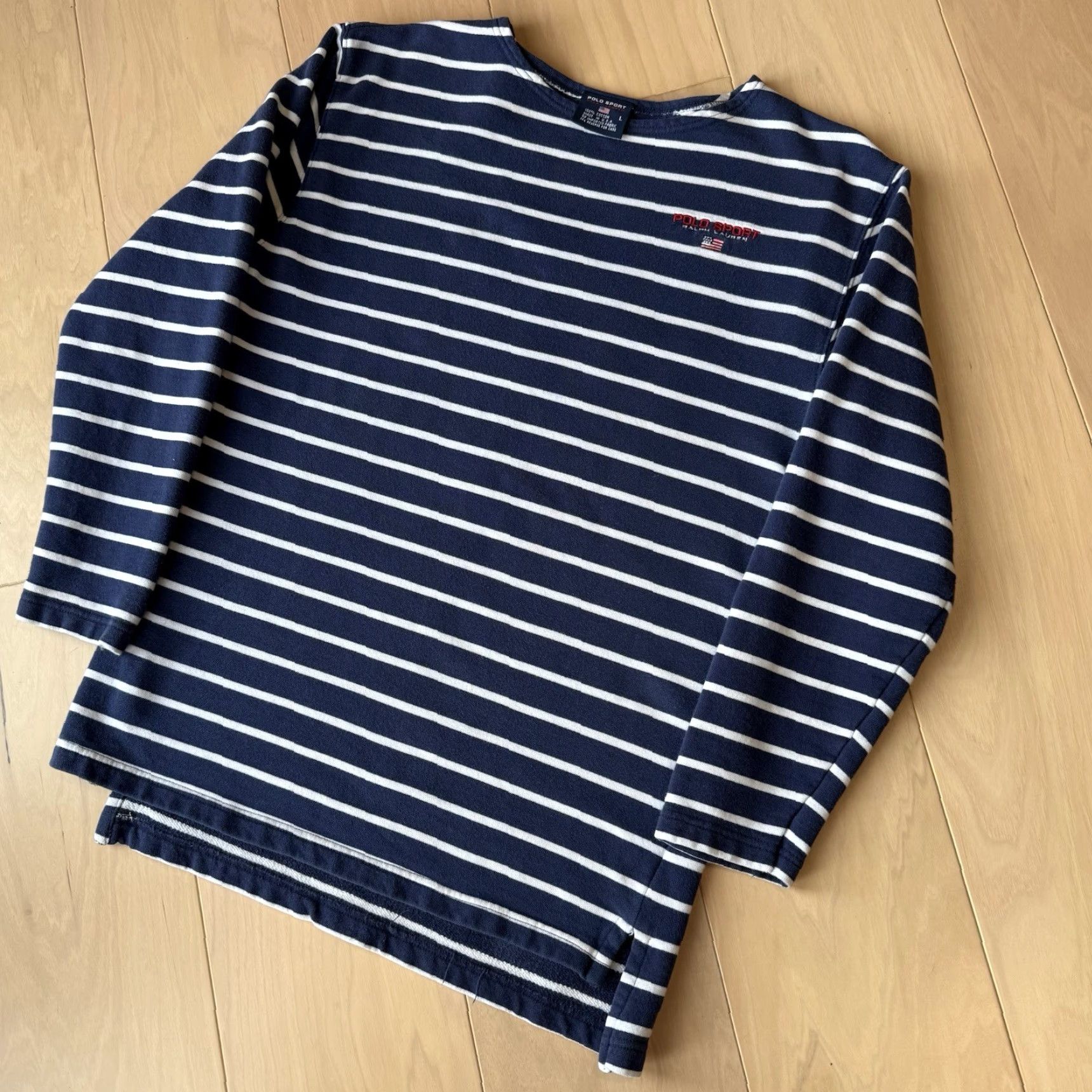 Vintage VINTAGE Polo Sport Shirt Women's Large Navy Striped Long Sleeve Made in USA Size L / US 10 / IT 46 - 8 Thumbnail