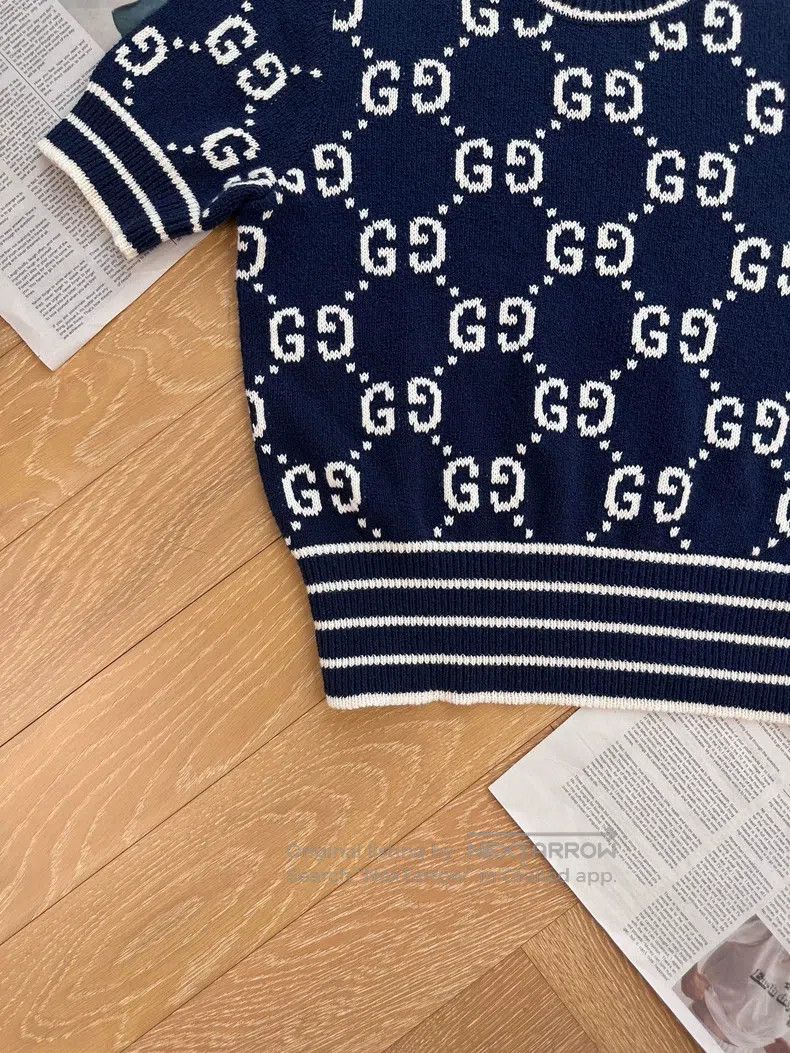 Gucci Gucci Logo jacquard full print knitted short sleeves Size S / US 4 / IT 40 - 4 Thumbnail