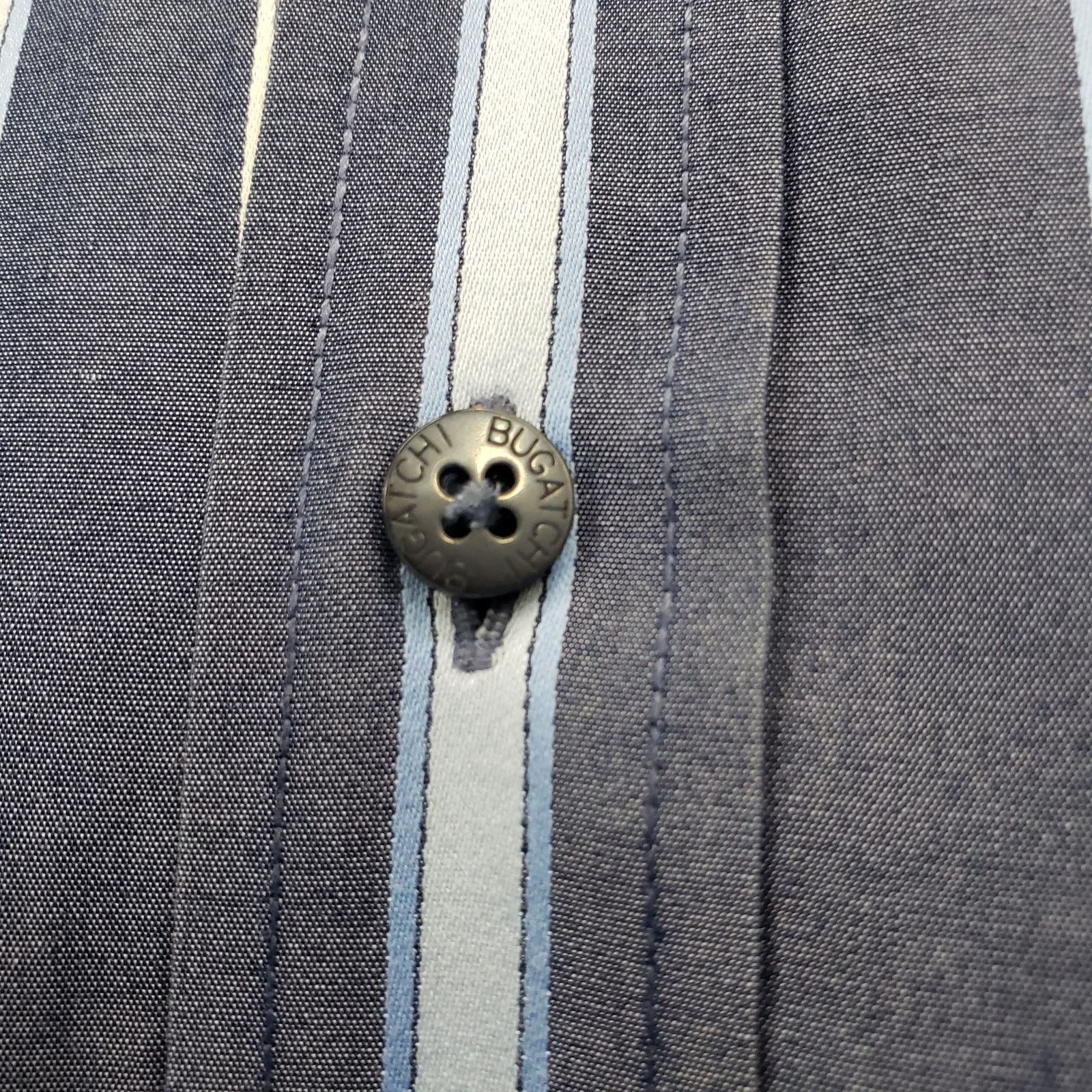 BUGATCHI Bugatchi Uomo Dress Shirt M Striped Contrast Flip Cuff L/S Size US M / EU 48-50 / 2 - 9 Thumbnail
