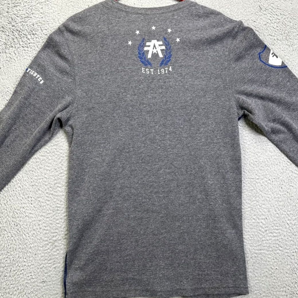 Vintage VINTAGE American Fighter Shirt Mens XL Grey Graphic Thermal Waffle Knit Long Sleeve Tee Size US XL / EU 56 / 4 - 3 Thumbnail