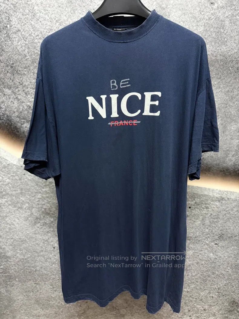 Balenciaga Balenciaga Navy Blue Short Sleeve T-Shirt Size US M / EU 48-50 / 2 - 1 Thumbnail