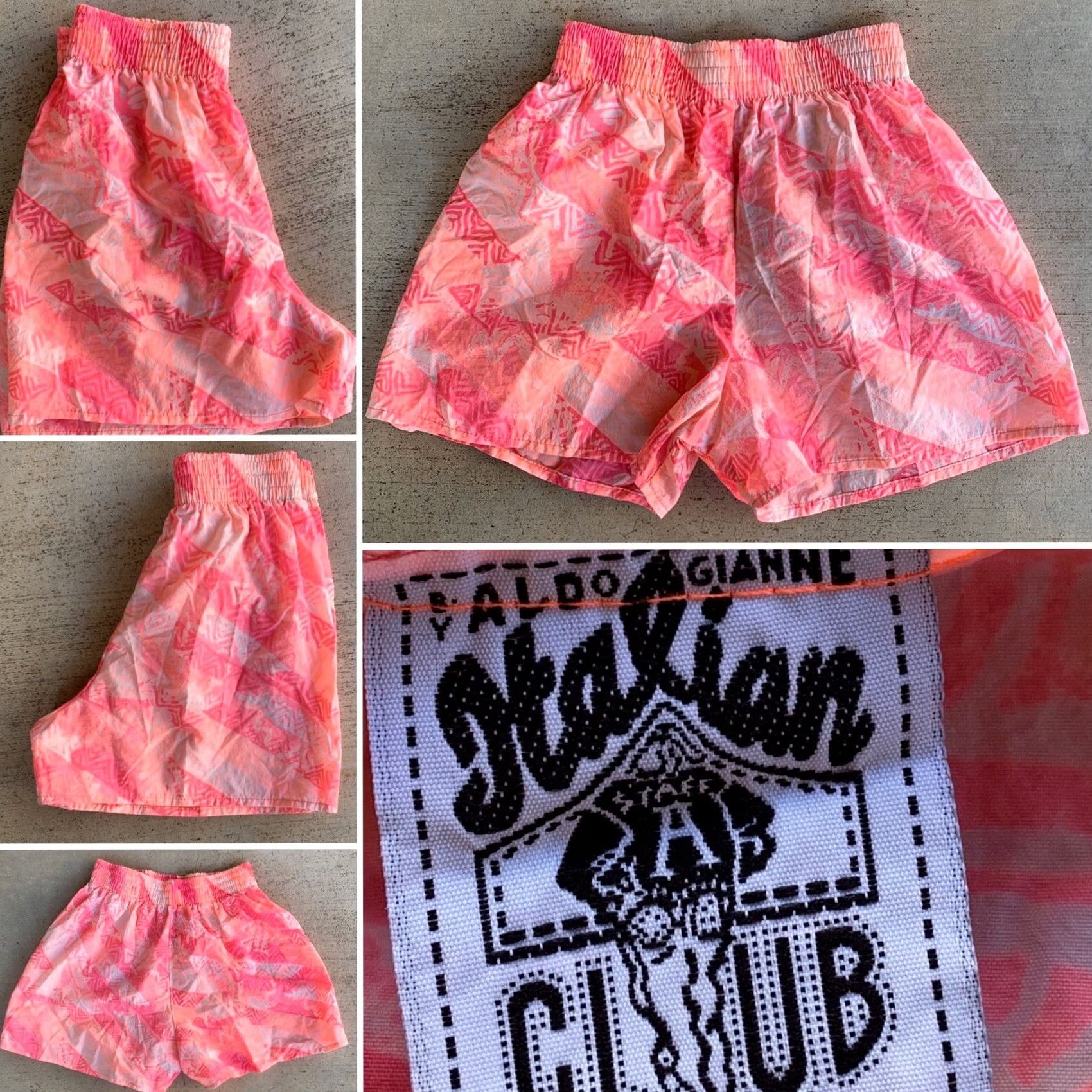 Aldo VINTAGE Italian Club Shorts By Aldo Gianne M Pink Geometric 80s 1980s Made In USA Mens Size 32" / US 10 / IT 46 - 5 Thumbnail