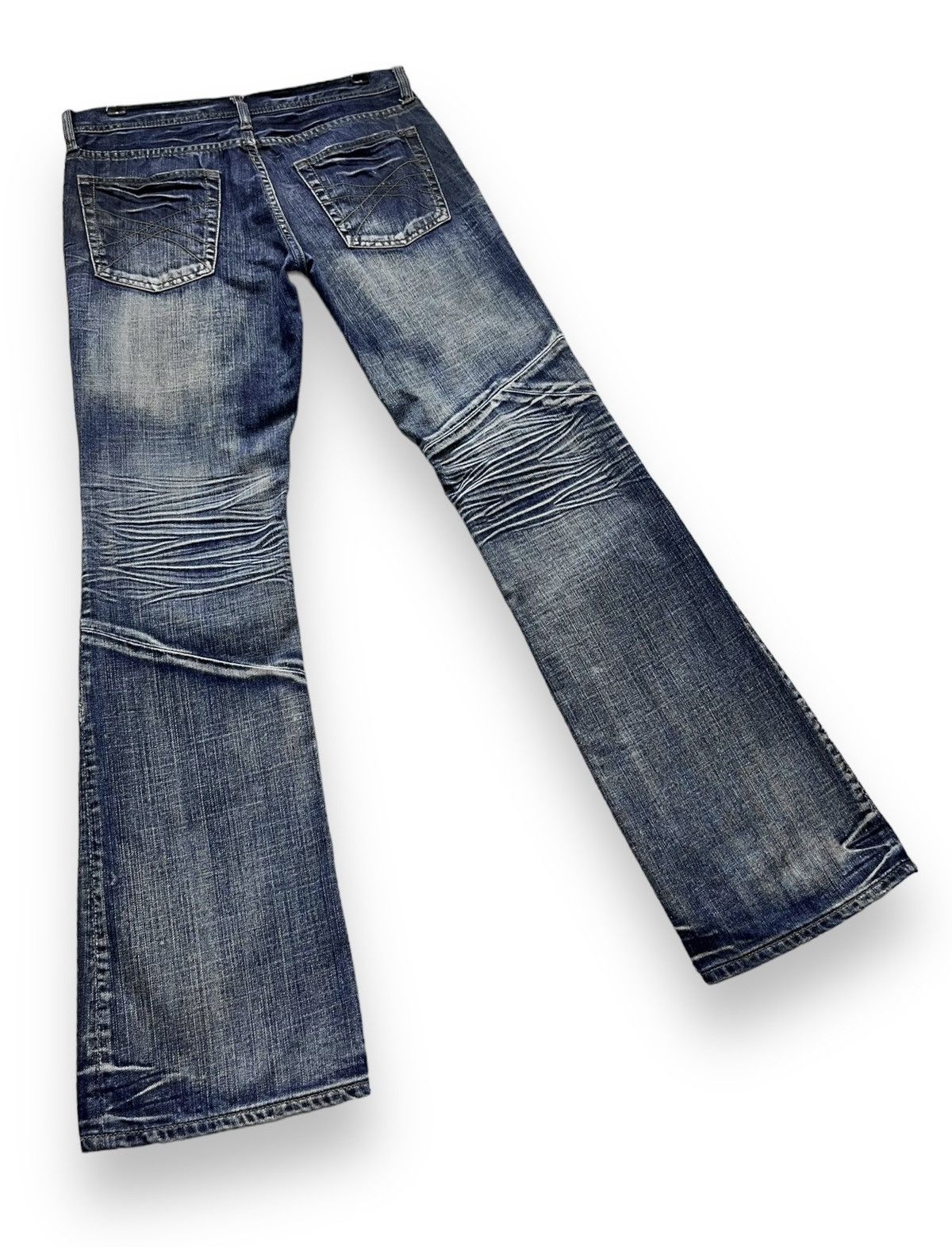 Japanese Brand PUNK FLARE🔥Vtg EDGE X RUPERT Distressed Blue Spliced Denim Size US 32 / EU 48 - 7 Thumbnail