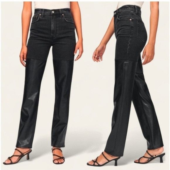 Abercrombie & Fitch Abercrombie & Fitch The '90s Straight Ultra High Rise Black Size 29" - 11 Thumbnail