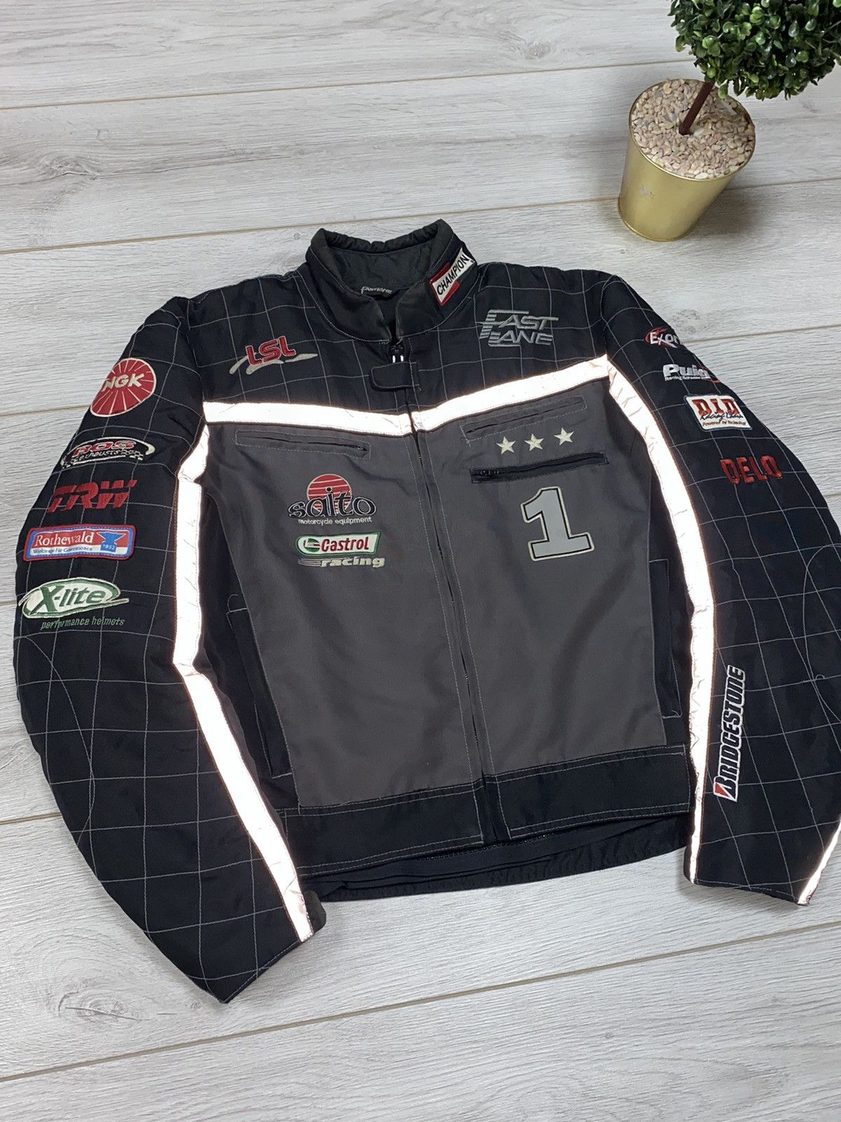 Vintage Fast Line 1 Reflective vintage racing bomber jacket Size US M / EU 48-50 / 2 - 3 Thumbnail