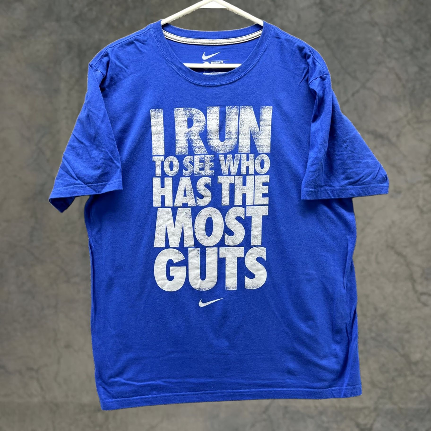 Nike Nike Running Shirt Mens L Blue I Run Most Guts Pre Lives Graphic Tee Size US L / EU 52-54 / 3 - 1 Thumbnail