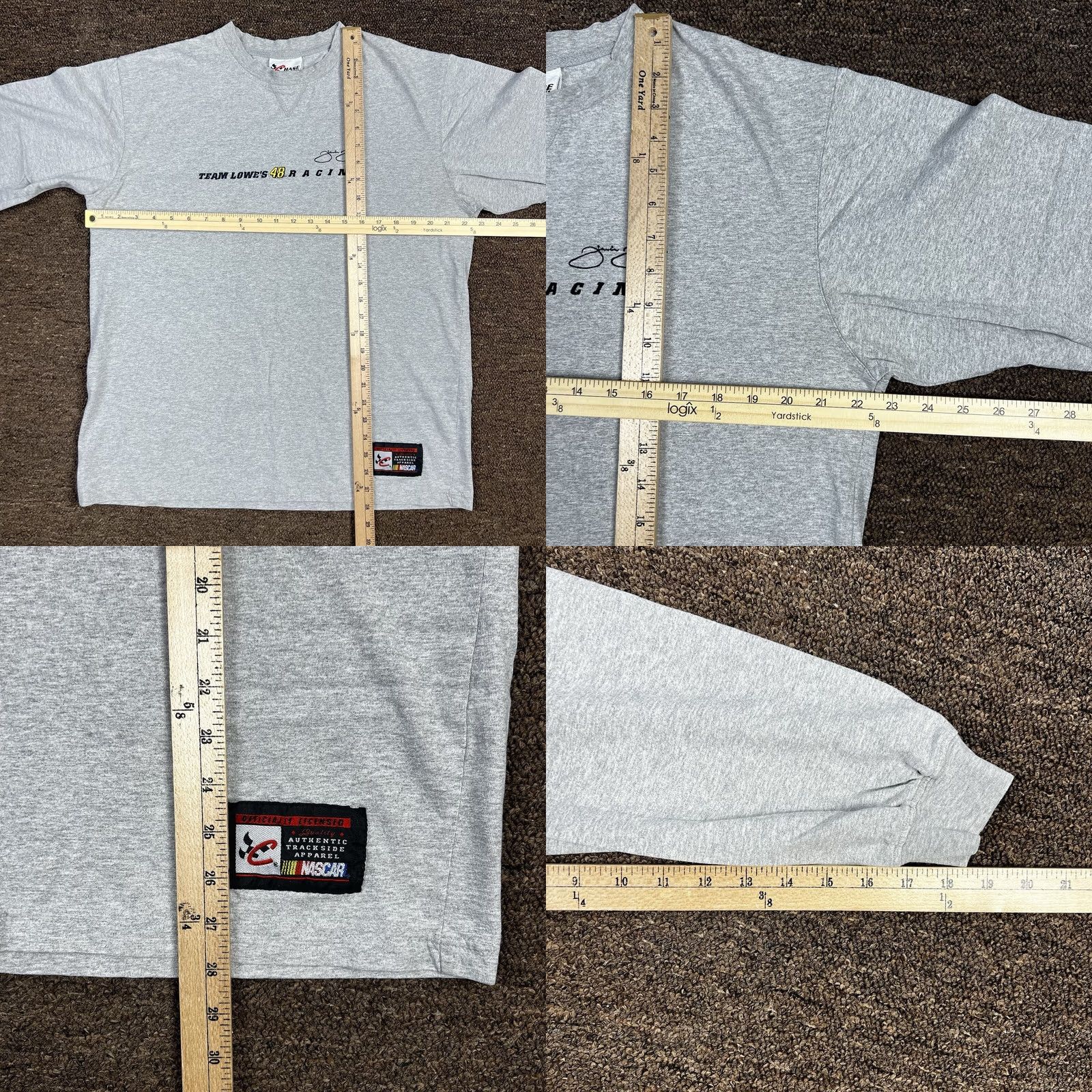 Chase Authentics VINTAGE Chase Authentics Embroidered Logo Gray T-Shirt Large Embroidered Racing Size US L / EU 52-54 / 3 - 8 Thumbnail
