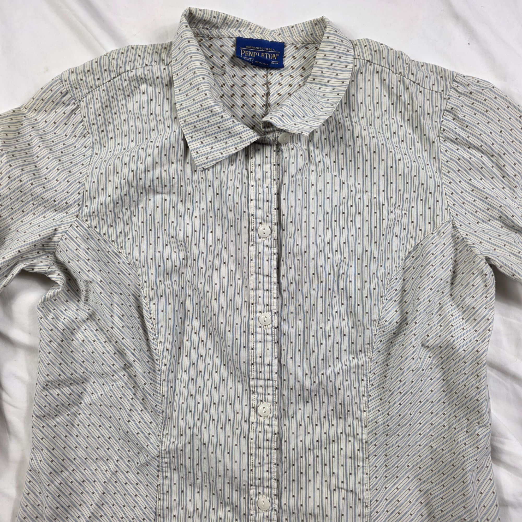 Pendleton Pendleton Tailored Blouse Womens Size 8 White Blue Pinstripe Size M / US 6-8 / IT 42-44 - 5 Thumbnail