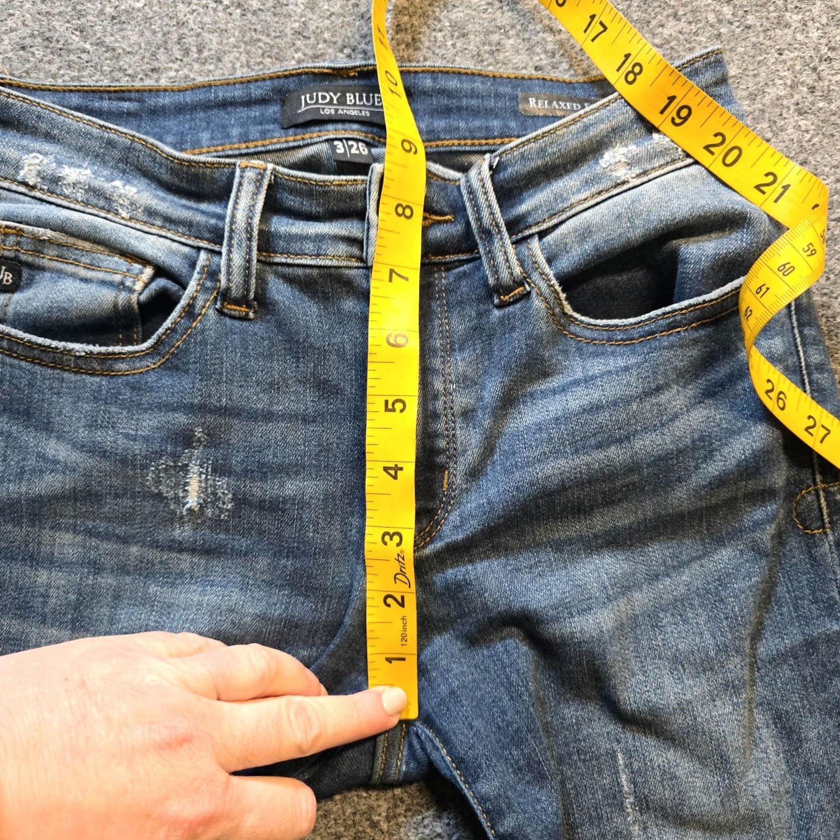 Vintage Judy Blue Jeans Women Size 26 Blue Relaxed Fit Stretch Distressed Casual Capsule Jeans Bohemian City 5-Pocket Ankle Mid Rise Mens Womens Girls Size 26" / US 2 / IT 38 - 7 Thumbnail