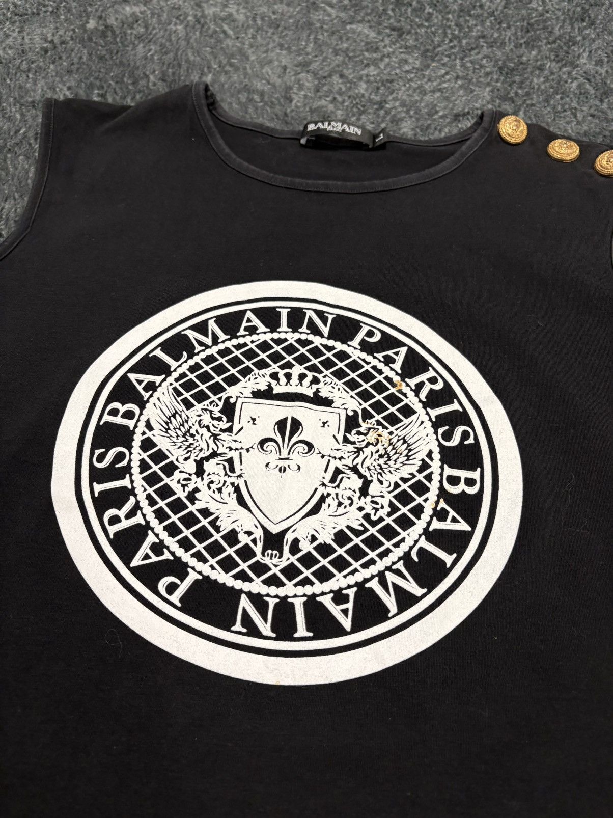 Balmain Vintage Balmain Napoleon Style Big Logo Tank Top Size L / US 10 / IT 46 - 2 Thumbnail