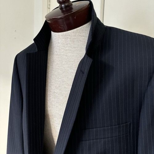 Jos. A. Bank Jos. A. Bank Mens 44L Navy Striped 100% Wool 2 Piece Suit Wi Size 44L - 8 Thumbnail